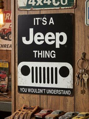 Jeep "It's a Jeep Thing" Embossed Metal Tin Sign - 12" x 9" Wall Art